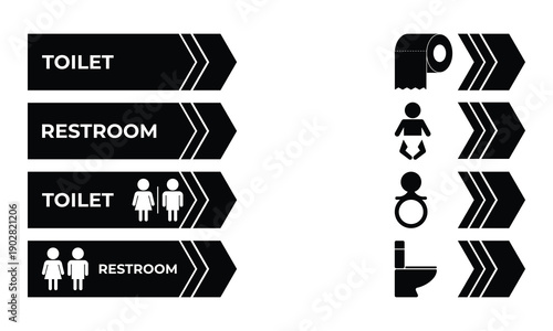 Toilet Restroom Directional Arrow Signs Family Unisex Baby WC