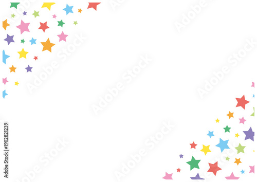 カラフルな星のフレーム（上下配置）｜ポップでかわいい星柄ベクター