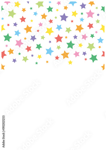 カラフルな星のフレーム（上部配置）｜ポップでかわいい星柄ベクター