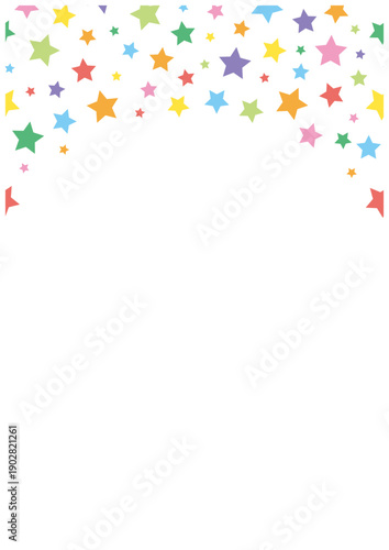 カラフルな星のフレーム（上部配置）｜ポップでかわいい星柄ベクター