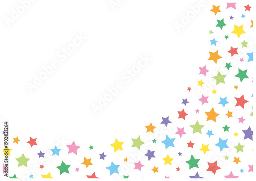 カラフルな星のフレーム（右下円形配置）｜ポップでかわいい星柄ベクター