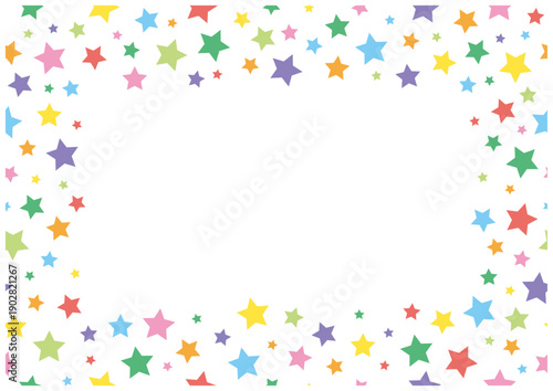 カラフルな星のフレーム（四辺囲み）｜ポップでかわいい星柄ベクター