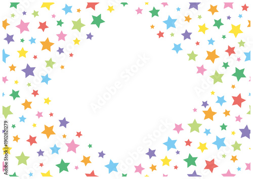カラフルな星のフレーム（四辺囲み）｜ポップでかわいい星柄ベクター