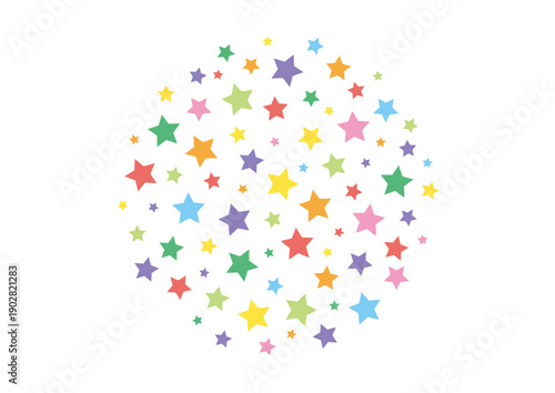 カラフルな星のフレーム（円形）｜ポップでかわいい星柄ベクター