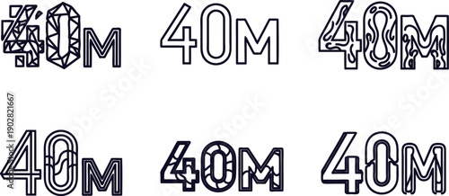 Forty million text icons in different styles and fonts  numbers and letters  40 million