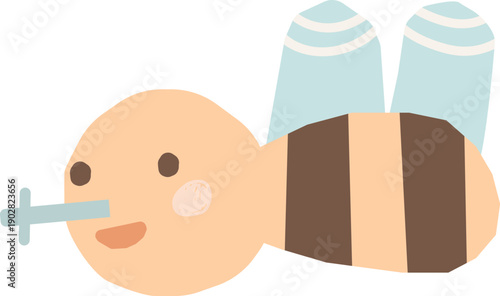 Bee Flying Childish Cartoon