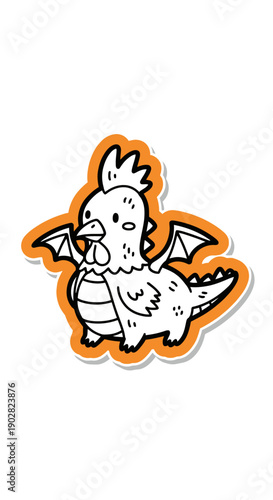 Playful Action, Cartoon Dragon Chick, Fantasy Setting, Illustration, Whimsical Environment, Close-Up View, Cute Concept