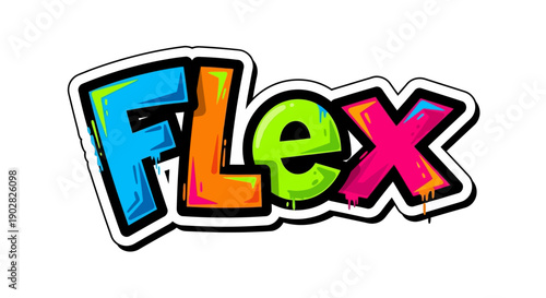 Vibrant graffiti style text Flex with colorful letters and graffiti effects