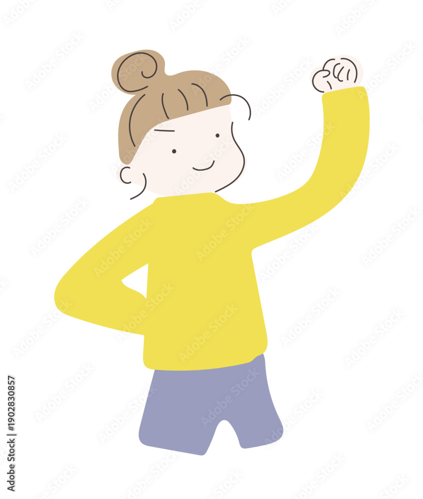 Fototapeta premium ガッツポーズで前向きな気持ちを表現する女性