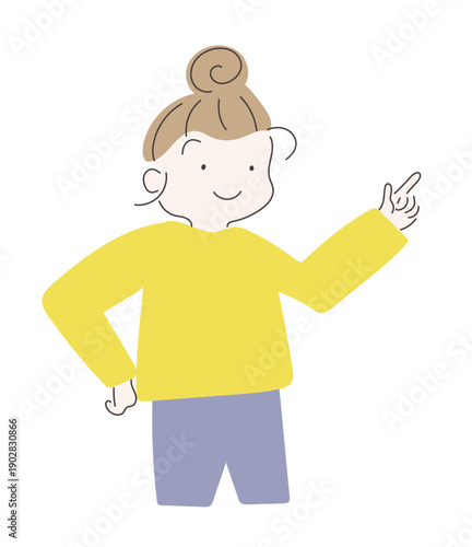 指差しで分かりやすく説明・案内する女性