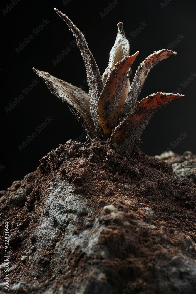 Fototapeta premium High resolution image of a potted cactus with vibrant roots