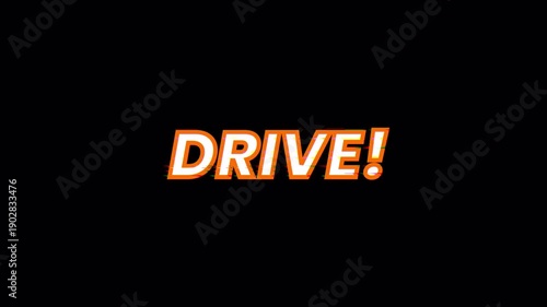 Drive Now Glitch Call to Action Text Animation on Black Background, 4K Video