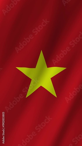 Vertical Vietnam Flag Waving Animation, 4K Quality