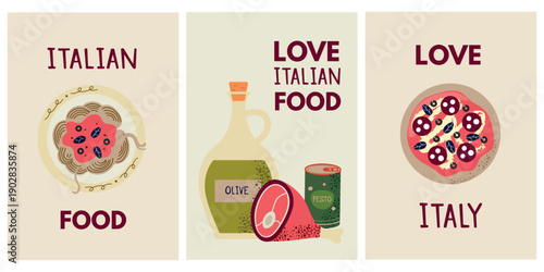 Set collection of Italian Food Cards