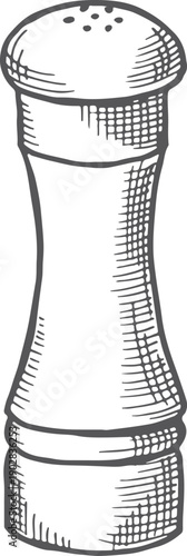 Salt or pepper shaker sketch. Seasoning condiment doodle