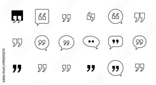 Quote marks collection, punctuation symbols set