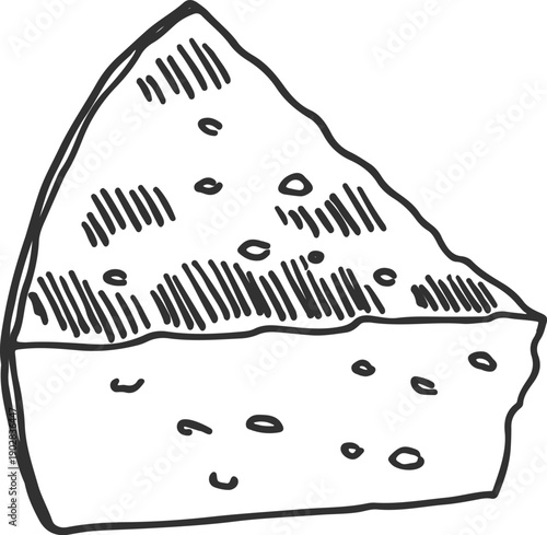 Cheese piece sketch. Cut dairy fresh product