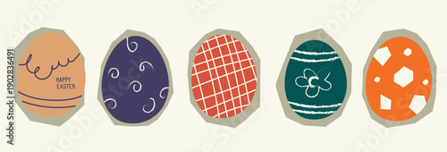 Set collection of Easter eggs decoration for Easter 4