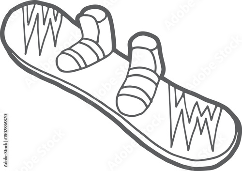 Snowboard binding shoes. Mountain sport equipment icon