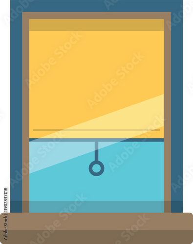 Window closed with folds. Light shading exterior glass