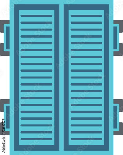 Window shutters. Retro blue exterior sun protection element