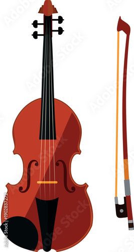 Violin cartoon music instrument. Classic string orchestra icon