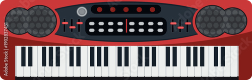 Synthesizer cartoon icon. Electronic keyboard music instrument