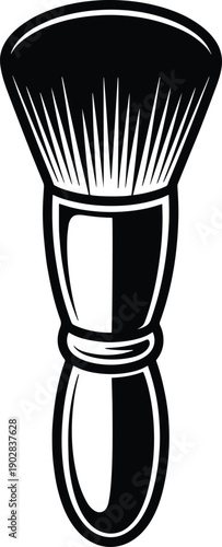 Black and White Makeup Brush Silhouette Icon, Line art vector illustration of a makeup brush, Elegant Makeup Brush