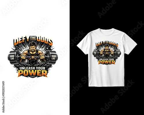 Defy you odds unleash your power gym vector t shirt design 
