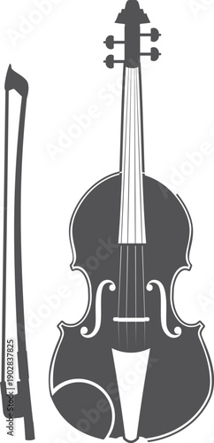 Violin black icon. Classic string music instrument