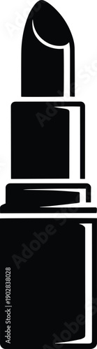 Silhouette graphic of an open lipstick, Elegant lipstick silhouette vector, Minimal black lipstick cosmetic vector silhouette, Modern lipstick cosmetic vector symbol