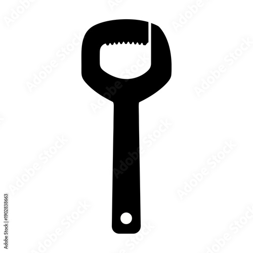 Black bottle opener silhouette isolated on white background