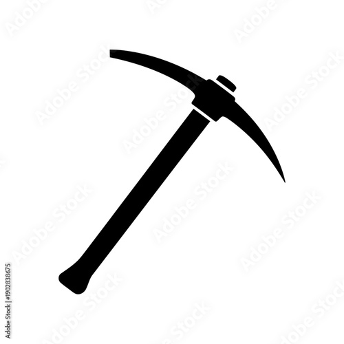 Black pickaxe silhouette on white background
