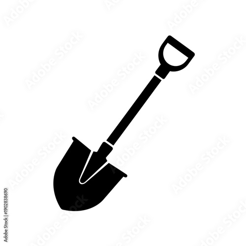 Black shovel silhouette on white background