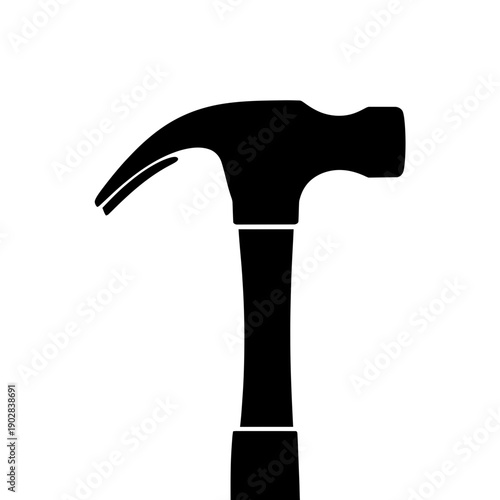 Black silhouette of a claw hammer on white background