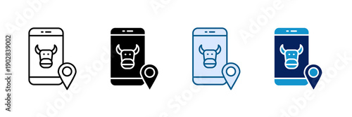 Livestock Tracking Icon Set Multiple Style Collection