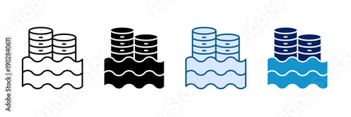 Data Lake Icon Set Multiple Style Collection