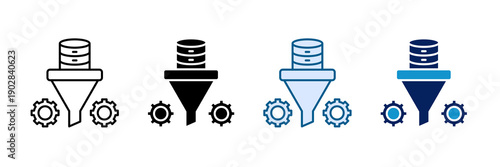 Data Ingestion Icon Set Multiple Style Collection