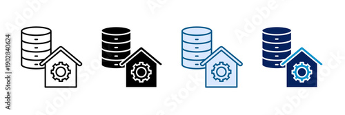 Data Warehouse Icon Set Multiple Style Collection