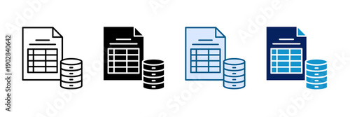 Sql Database Icon Set Multiple Style Collection