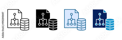Data Modeling Icon Set Multiple Style Collection