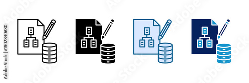 Data Architecture Icon Set Multiple Style Collection