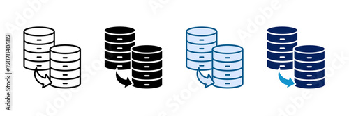 Data Replication Icon Set Multiple Style Collection