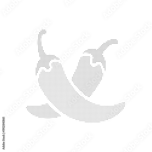 Black and white dotted outline clapping hands in minimalist pixelated style monochrome dots