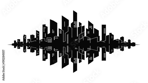 City Skyline Silhouette Illustrating Urban Development, Real Estate Investment, Smart City Infrastructure, Economic Growth And Architectural Landmarks For Commercial And Financial Visuals
