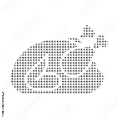 Black and white dotted outline of a turkey drumstick dots