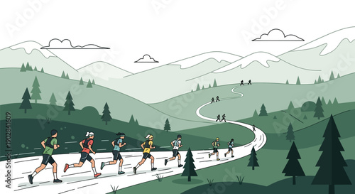 Runners on Scenic Mountain Trail During Daylight