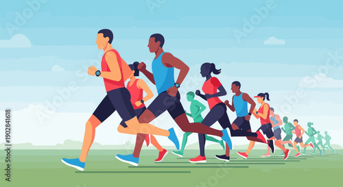 Youth Running Event in Park with Diverse Participants