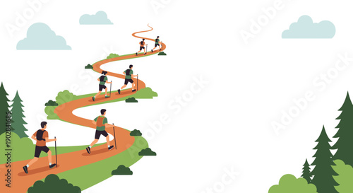 Outdoor Trail Running in Nature with Multiple Runners