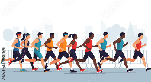 Group of Diverse People Running in City Urban Environment